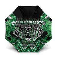 Aotearoa Ngati Maniapoto Umbrella Maori Tribal Green Paua Shell Pattern DT05 One Size Folded 11.42 inch Opened Diameter 37.4 inch Green - Polynesian Pride