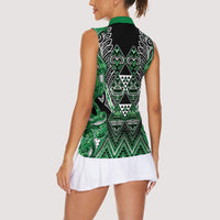 Aotearoa Ngati Maniapoto Women Sleeveless Polo Shirt Maori Tribal Green Paua Shell Pattern DT05 - Polynesian Pride