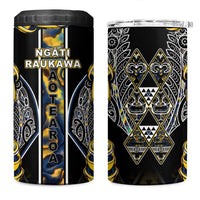 Aotearoa Ngati Raukawa 4 in 1 Can Cooler Tumbler Maori Tribal Yellow And Navy Paua Shell Pattern DT05 One Size: 16 oz Yellow - Polynesian Pride