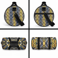 Aotearoa Ngati Raukawa Duffle Bag Maori Tribal Yellow And Navy Paua Shell Pattern