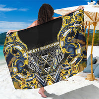 Aotearoa Ngati Raukawa Sarong Maori Tribal Yellow And Navy Paua Shell Pattern DT05 One Size 44 x 66 inches Yellow - Polynesian Pride
