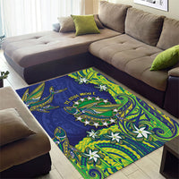 Cook Islands Language Week Area Rug Flying Fish 15 Stars Tribal Patterns