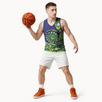 Cook Islands Language Week Basketball Jersey Flying Fish 15 Stars Tribal Patterns