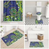 Cook Islands Language Week Bathroom Set Flying Fish 15 Stars Tribal Patterns