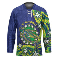 Cook Islands Language Week Hockey Jersey Flying Fish 15 Stars Tribal Patterns
