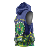 Cook Islands Language Week Sleeveless Hoodie Flying Fish 15 Stars Tribal Patterns