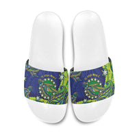 Cook Islands Language Week Slide Sandals Flying Fish 15 Stars Tribal Patterns