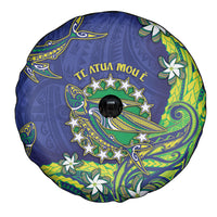 Cook Islands Language Week Spare Tire Cover Flying Fish 15 Stars Tribal Patterns