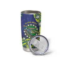Cook Islands Language Week Tumbler Cup Flying Fish 15 Stars Tribal Patterns