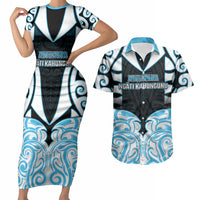 Custom Aotearoa Ngati Kahungunu Couples Matching Short Sleeve Bodycon Dress and Hawaiian Shirt New Zealand Traditional Maori Pattern
