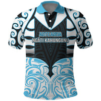 Custom Aotearoa Ngati Kahungunu Polo Shirt New Zealand Traditional Maori Pattern DT05 Blue - Polynesian Pride