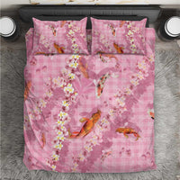 Pink Palaka Hawaiian And Japanese Bedding Set Sakura Lei With Koi Fish DT05 Pink - Polynesian Pride