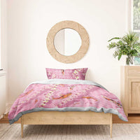 Pink Palaka Hawaiian And Japanese Bedding Set Sakura Lei With Koi Fish DT05 - Polynesian Pride
