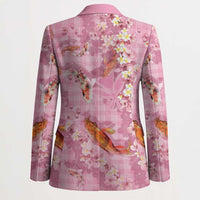 Pink Palaka Hawaiian And Japanese Blazer Sakura Lei With Koi Fish DT05 - Polynesian Pride