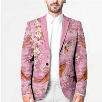 Pink Palaka Hawaiian And Japanese Blazer Sakura Lei With Koi Fish DT05 - Polynesian Pride