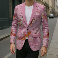 Pink Palaka Hawaiian And Japanese Blazer Sakura Lei With Koi Fish DT05 - Polynesian Pride