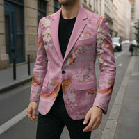 Pink Palaka Hawaiian And Japanese Blazer Sakura Lei With Koi Fish DT05 - Polynesian Pride