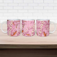 Pink Palaka Hawaiian And Japanese Ceramic Mug Sakura Lei With Koi Fish DT05 - Polynesian Pride