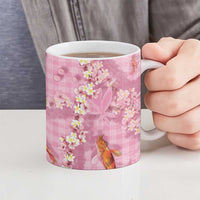 Pink Palaka Hawaiian And Japanese Ceramic Mug Sakura Lei With Koi Fish DT05 - Polynesian Pride