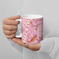 Pink Palaka Hawaiian And Japanese Ceramic Mug Sakura Lei With Koi Fish DT05 - Polynesian Pride
