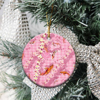 Pink Palaka Hawaiian And Japanese Ceramic Ornament Sakura Lei With Koi Fish DT05 - Polynesian Pride