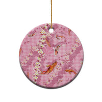 Pink Palaka Hawaiian And Japanese Ceramic Ornament Sakura Lei With Koi Fish DT05 - Polynesian Pride