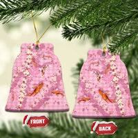 Pink Palaka Hawaiian And Japanese Ceramic Ornament Sakura Lei With Koi Fish DT05 Bell Flake Pink - Polynesian Pride