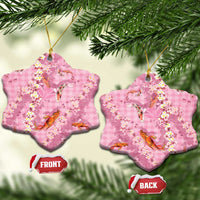 Pink Palaka Hawaiian And Japanese Ceramic Ornament Sakura Lei With Koi Fish DT05 Snow Flake Pink - Polynesian Pride