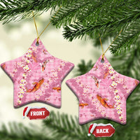 Pink Palaka Hawaiian And Japanese Ceramic Ornament Sakura Lei With Koi Fish DT05 Star Pink - Polynesian Pride