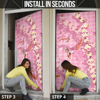 Pink Palaka Hawaiian And Japanese Door Cover Sakura Lei With Koi Fish - Polynesian Pride
