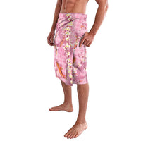 Pink Palaka Hawaiian And Japanese Lavalava Sakura Lei With Koi Fish DT05 - Polynesian Pride