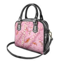 Pink Palaka Hawaiian And Japanese Shoulder Handbag Sakura Lei With Koi Fish DT05 - Polynesian Pride