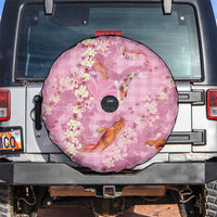 Pink Palaka Hawaiian And Japanese Spare Tire Cover Sakura Lei With Koi Fish DT05 Pink - Polynesian Pride