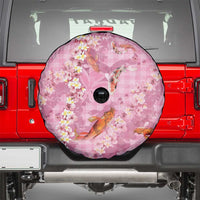 Pink Palaka Hawaiian And Japanese Spare Tire Cover Sakura Lei With Koi Fish DT05 - Polynesian Pride