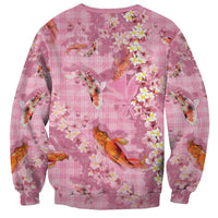 Pink Palaka Hawaiian And Japanese Sweatshirt Sakura Lei With Koi Fish DT05 - Polynesian Pride