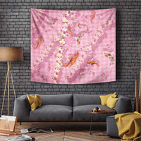 Pink Palaka Hawaiian And Japanese Tapestry Sakura Lei With Koi Fish DT05 Pink - Polynesian Pride