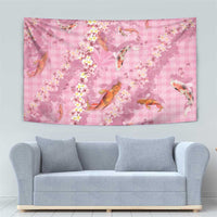 Pink Palaka Hawaiian And Japanese Tapestry Sakura Lei With Koi Fish DT05 - Polynesian Pride