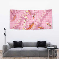 Pink Palaka Hawaiian And Japanese Tapestry Sakura Lei With Koi Fish DT05 - Polynesian Pride