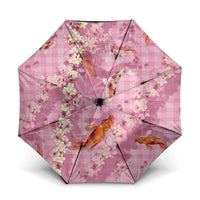 Pink Palaka Hawaiian And Japanese Umbrella Sakura Lei With Koi Fish DT05 One Size Folded 11.42 inch Opened Diameter 37.4 inch Pink - Polynesian Pride