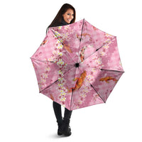 Pink Palaka Hawaiian And Japanese Umbrella Sakura Lei With Koi Fish DT05 - Polynesian Pride