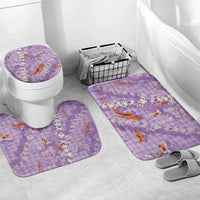 Purple Palaka Hawaiian And Japanese Bathroom Set Sakura Lei With Koi Fish DT05 Mat Set Only (3 pcs) One Size Purple - Polynesian Pride