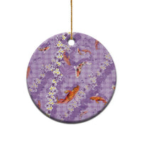 Purple Palaka Hawaiian And Japanese Ceramic Ornament Sakura Lei With Koi Fish DT05 - Polynesian Pride