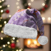 Purple Palaka Hawaiian And Japanese Christmas Santa Hat Sakura Lei With Koi Fish - Polynesian Pride