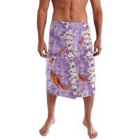 Purple Palaka Hawaiian And Japanese Lavalava Sakura Lei With Koi Fish DT05 Purple - Polynesian Pride