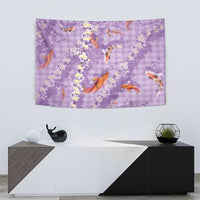 Purple Palaka Hawaiian And Japanese Tapestry Sakura Lei With Koi Fish DT05 - Polynesian Pride