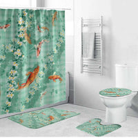 Green Palaka Hawaiian And Japanese Bathroom Set Sakura Lei With Koi Fish DT05 Bathroom Set (4 pcs) Green - Polynesian Pride