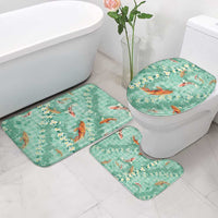 Green Palaka Hawaiian And Japanese Bathroom Set Sakura Lei With Koi Fish DT05 - Polynesian Pride