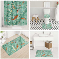 Green Palaka Hawaiian And Japanese Bathroom Set Sakura Lei With Koi Fish DT05 - Polynesian Pride