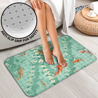 Green Palaka Hawaiian And Japanese Bathroom Set Sakura Lei With Koi Fish DT05 - Polynesian Pride