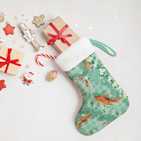 Green Palaka Hawaiian And Japanese Christmas Stocking Sakura Lei With Koi Fish - Polynesian Pride
